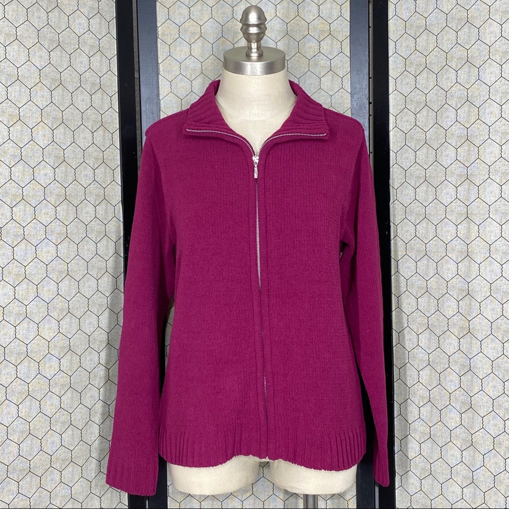 Cherokee Raspberry Fiz Zip Up Cardigan Sweater